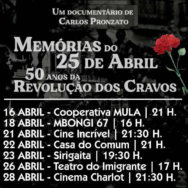 Sessões Viva o PREC! - Memória do 25 de Abril: 50 Anos da Revolução dos Cravos