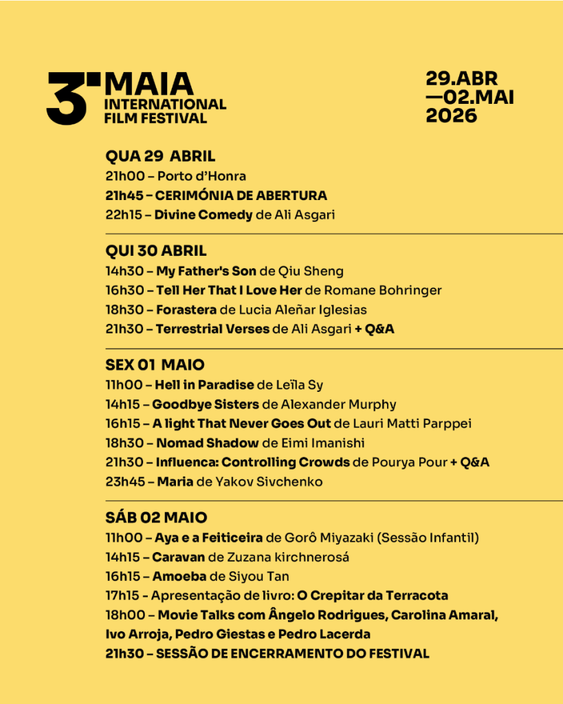Programa Maia International Film Festival em contagem decrescente - 29 abril a 2 maio
