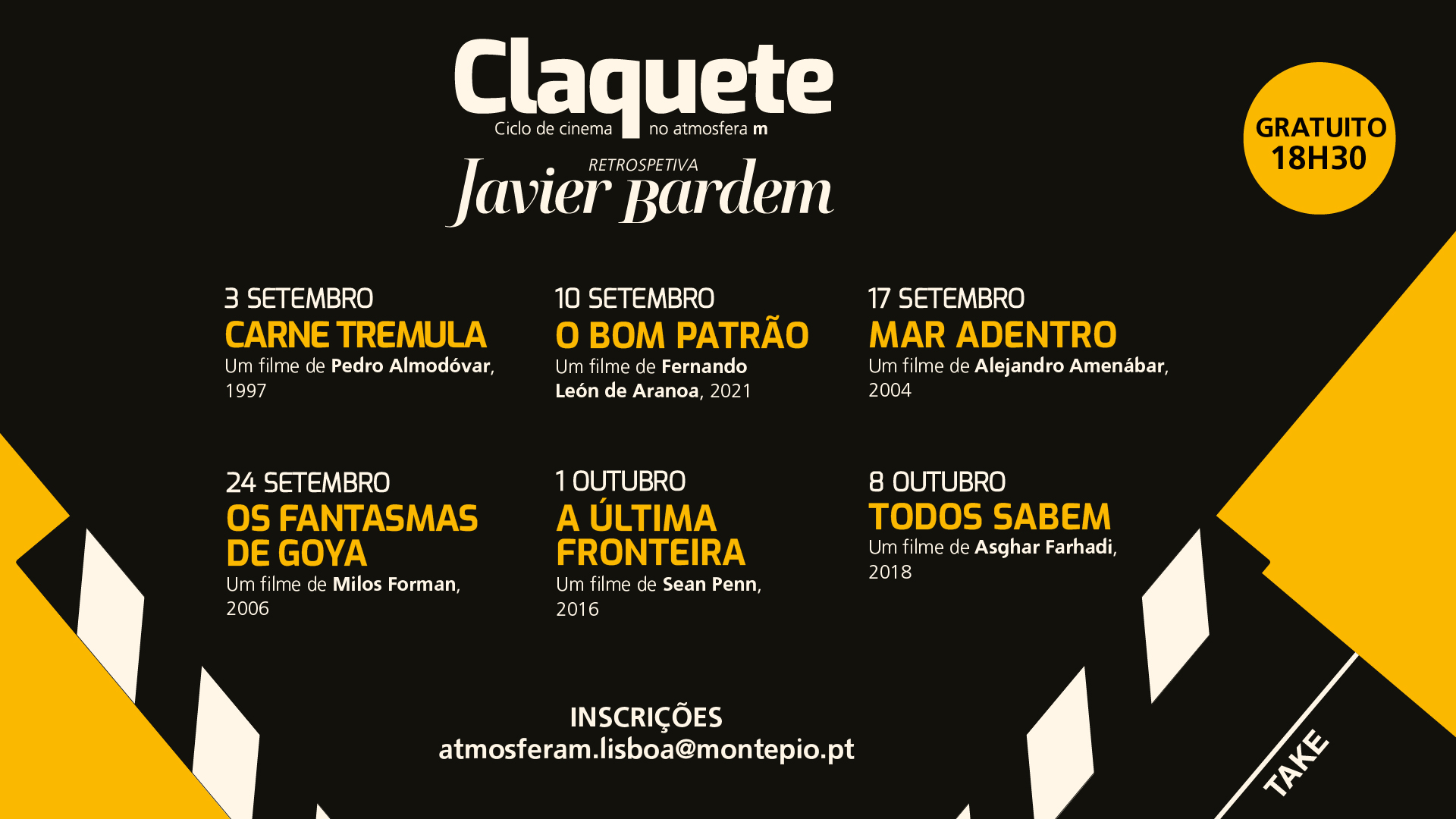 Claquete: Javier Bardem é o protagonista da 6.ª edição